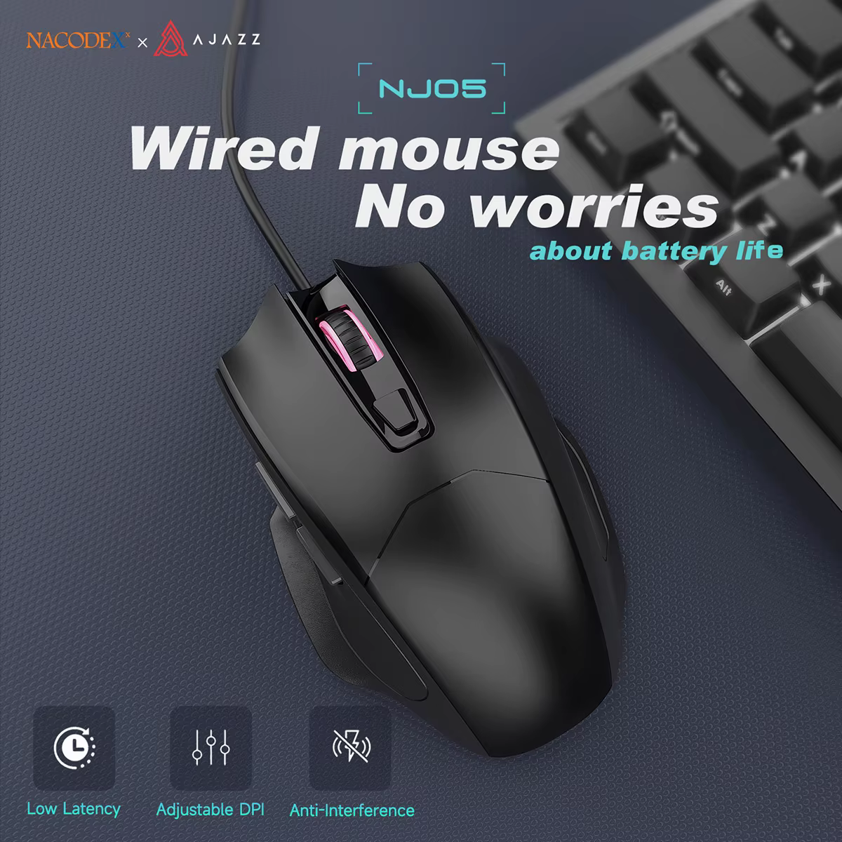 AJAZZ NJ05 Souris de jeu filaire ergonomique