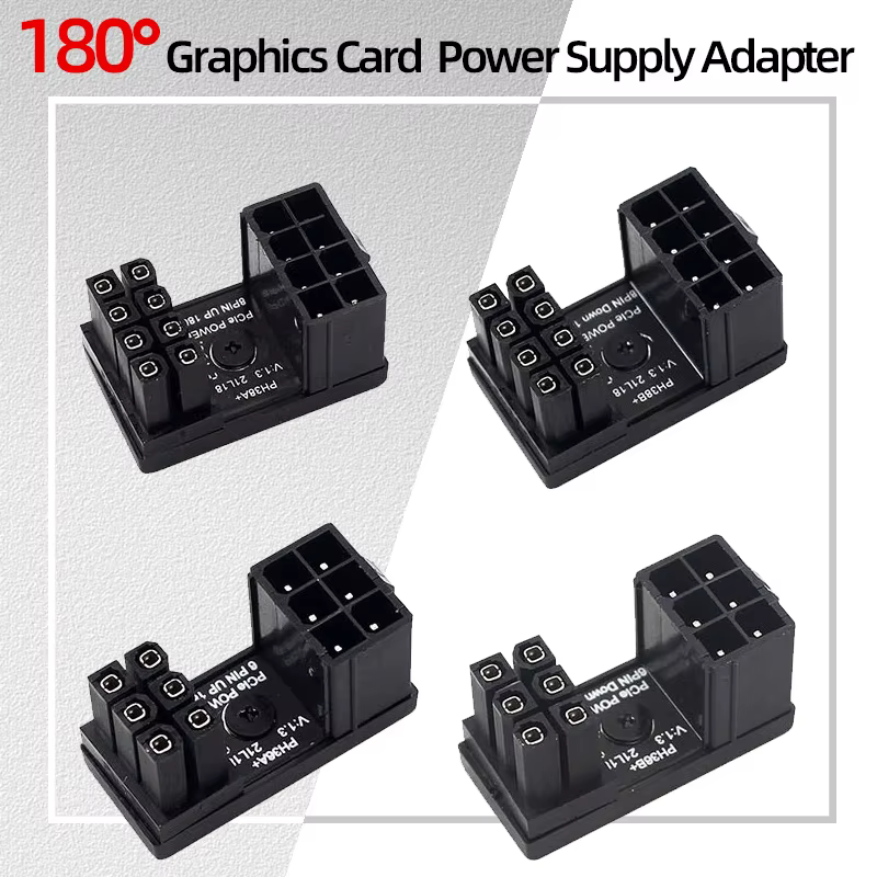 Carte graphique 180 ° Connecteur adaptateur d'alimentation coudé GPU PSU