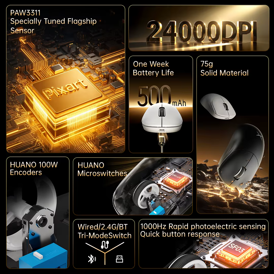 Souris de jeu sans fil Delux M400