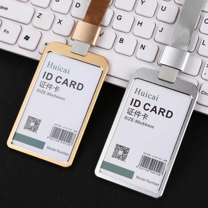 Porte-cartes en alliage d'aluminium, sangle de cou avec lanière, porte-Badge, carte d'identité de travail pour Bus, porte-cartes de visite, fournitures de bureau