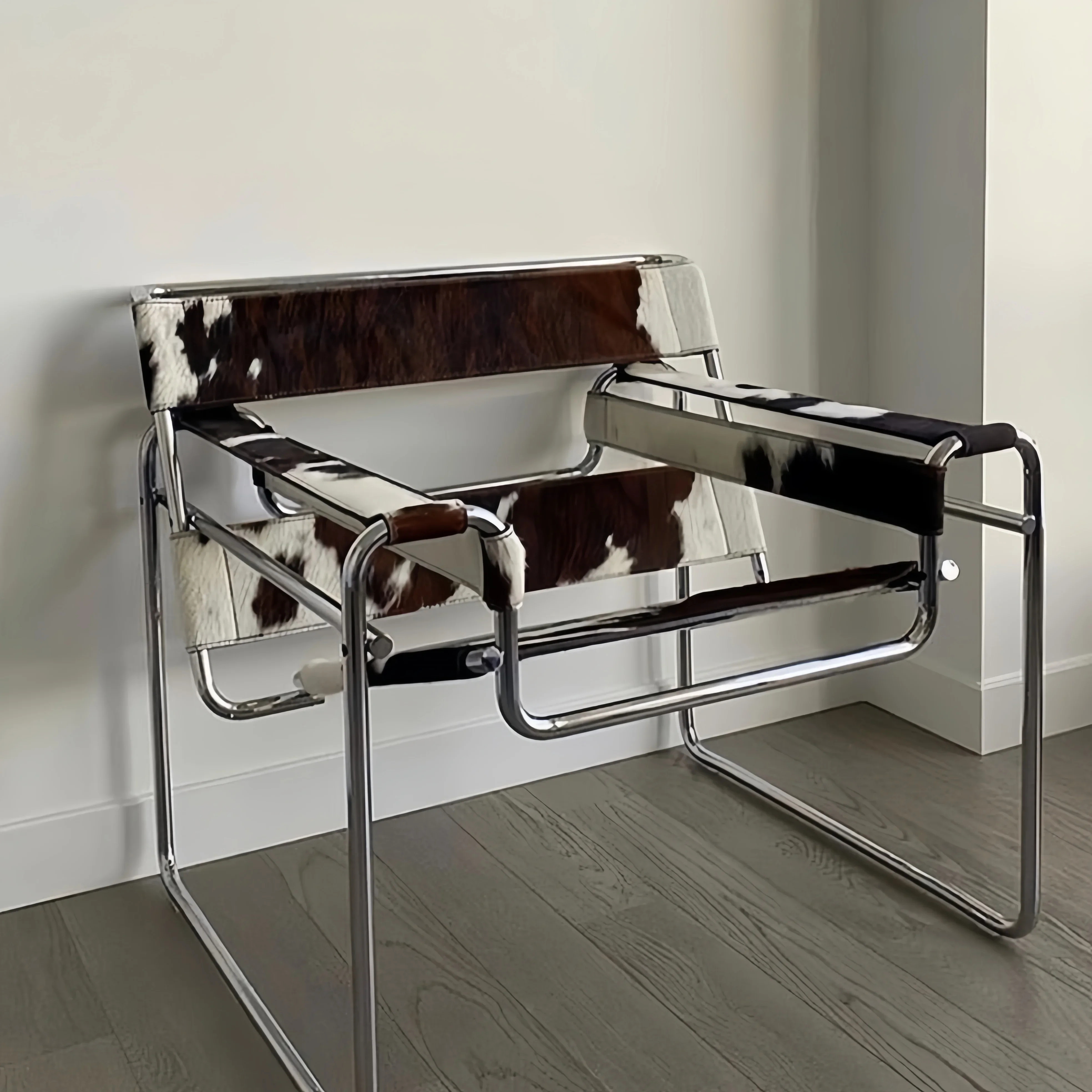 Vassili – chaise longue en cuir véritable, Style Bauhaus, une pièce moderne du milieu du siècle, avec cadre en tube inoxydable, mobilier de bureau haut de gamme