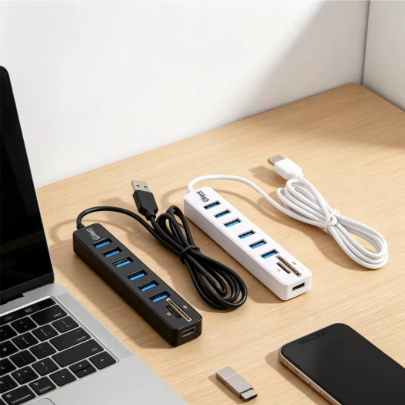Hub USB 2.0 multifonctionnel 6 ports