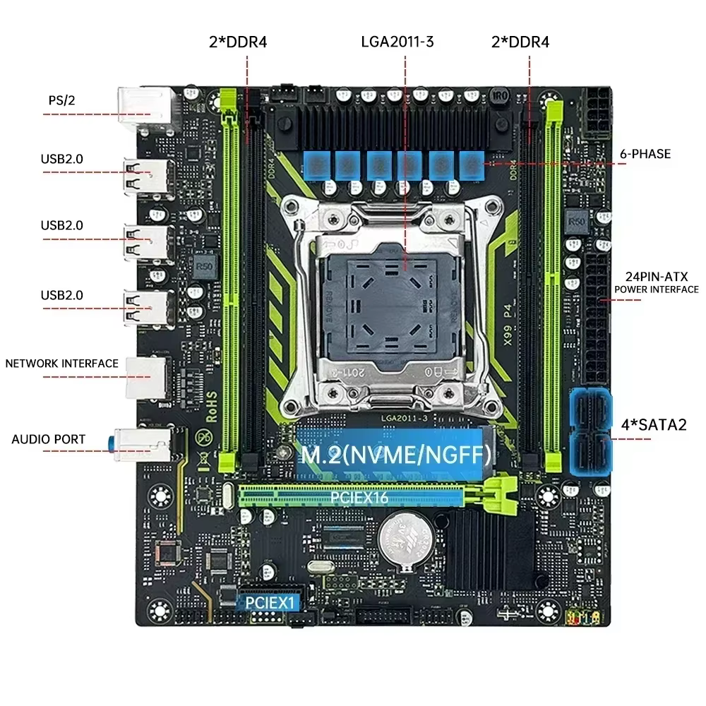 Ensemble de carte mère SOYO X99 avec processeur LGA2011-3 Xeon E5 2630 V4