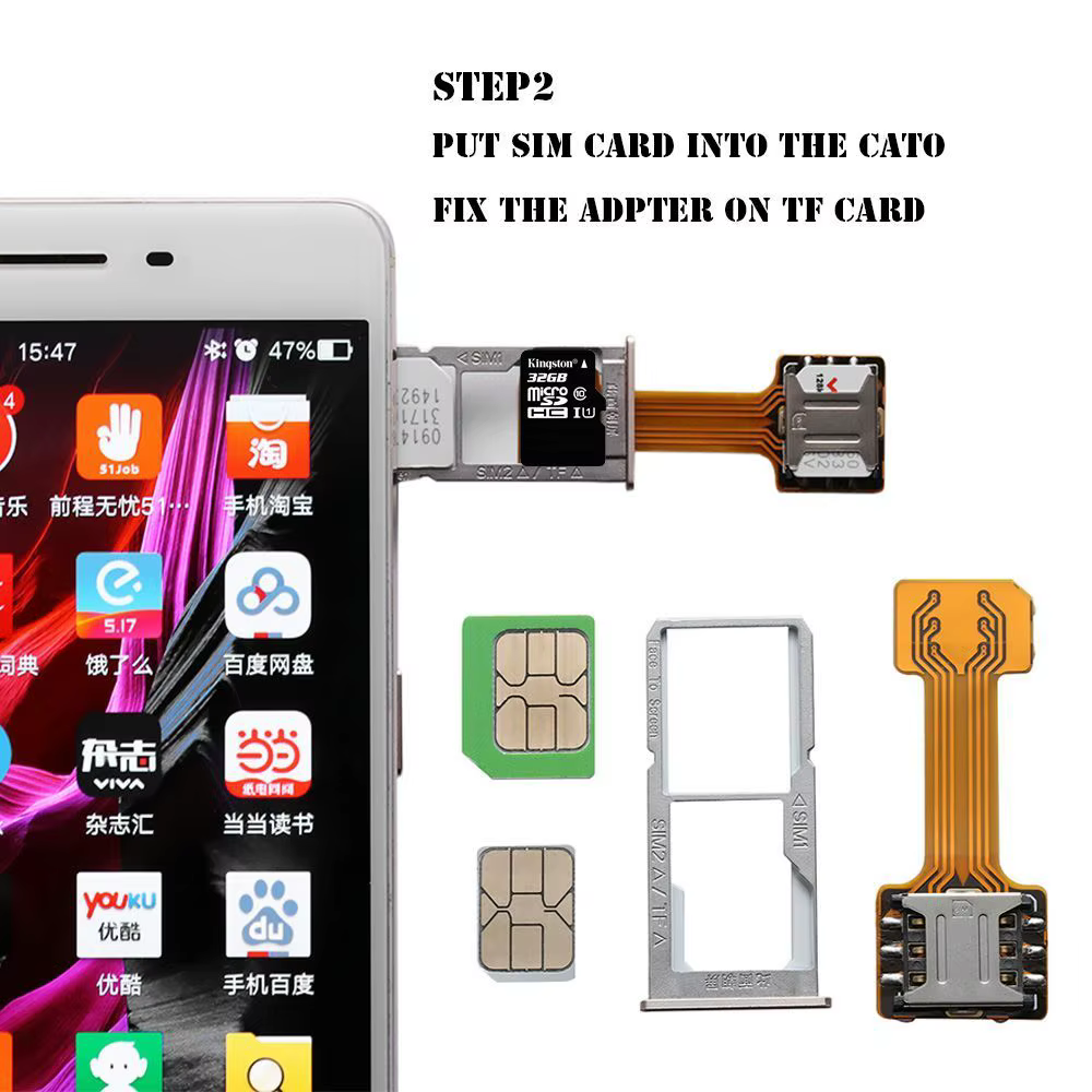 Adaptateur double carte SIM Geek DIY TF Nano Cato pour extension de carte Micro SD, emplacement SIM hybride