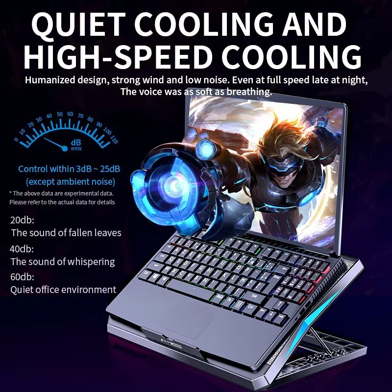 Refroidisseur d'ordinateur portable de jeu Q3 avec six ventilateurs