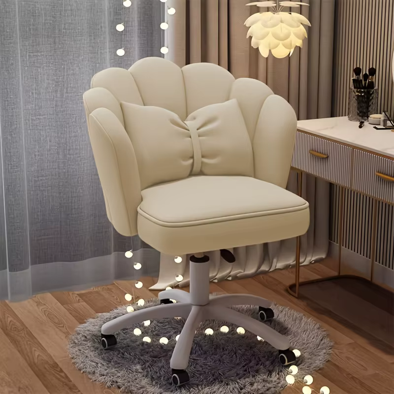 Chaise pivotante en velours avec hauteur réglable et oreiller lombaire