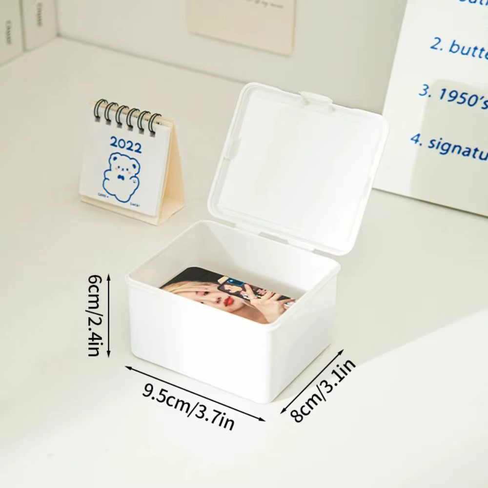 Boîte de rangement Kpop blanche pour cartes photo, collection de cartes d'idole, conteneur de bijoux, carte d'identité, fournitures de décoration de bureau