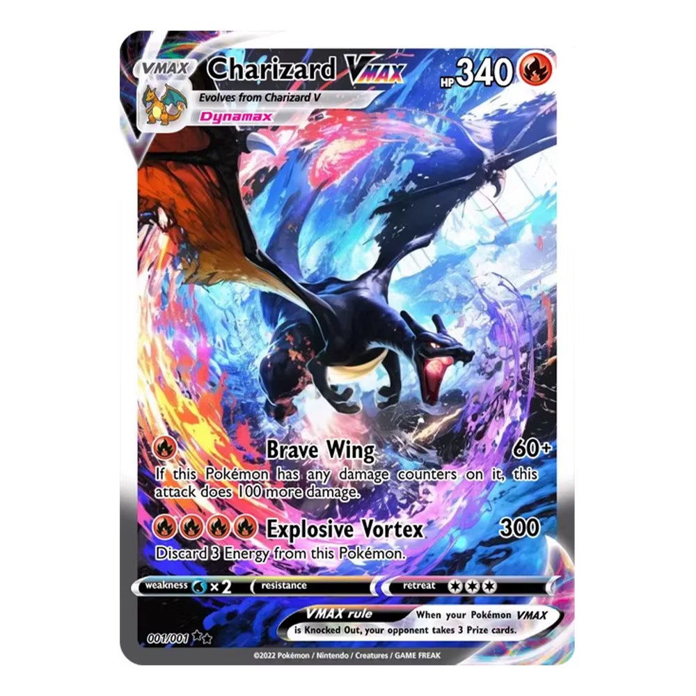 Ensemble de cartes PKM Vmax Charizard/Lucario/Mewtwo, cartes Pokémon personnalisées de haute qualité, cartes de jeu d'anime à collectionner avec effet holographique
