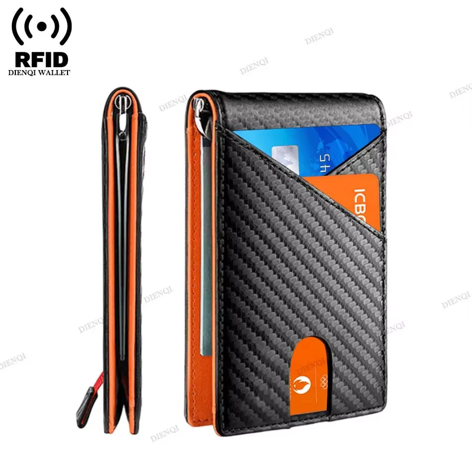 Rfid porte-carte en Fiber de carbone hommes portefeuilles pince à billets mince étui d'identité hommes mince minimaliste porte-carte Portable noir Walet choix