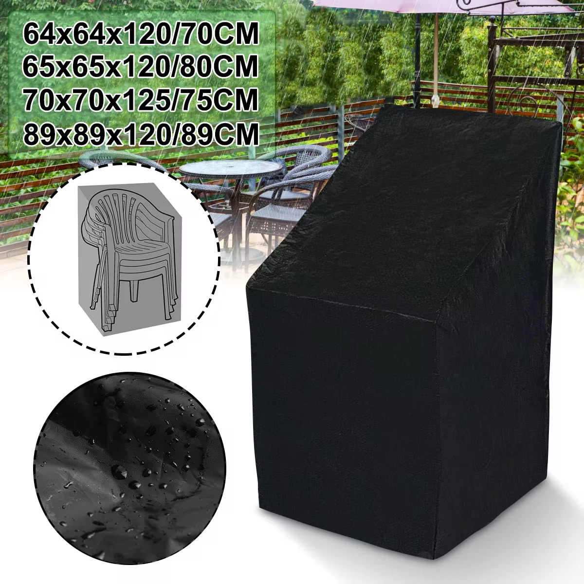 Housse de protection pour chaise de jardin d'extérieur, housse imperméable et anti-poussière pour meubles de jardin, adaptée aux chaises et aux meubles