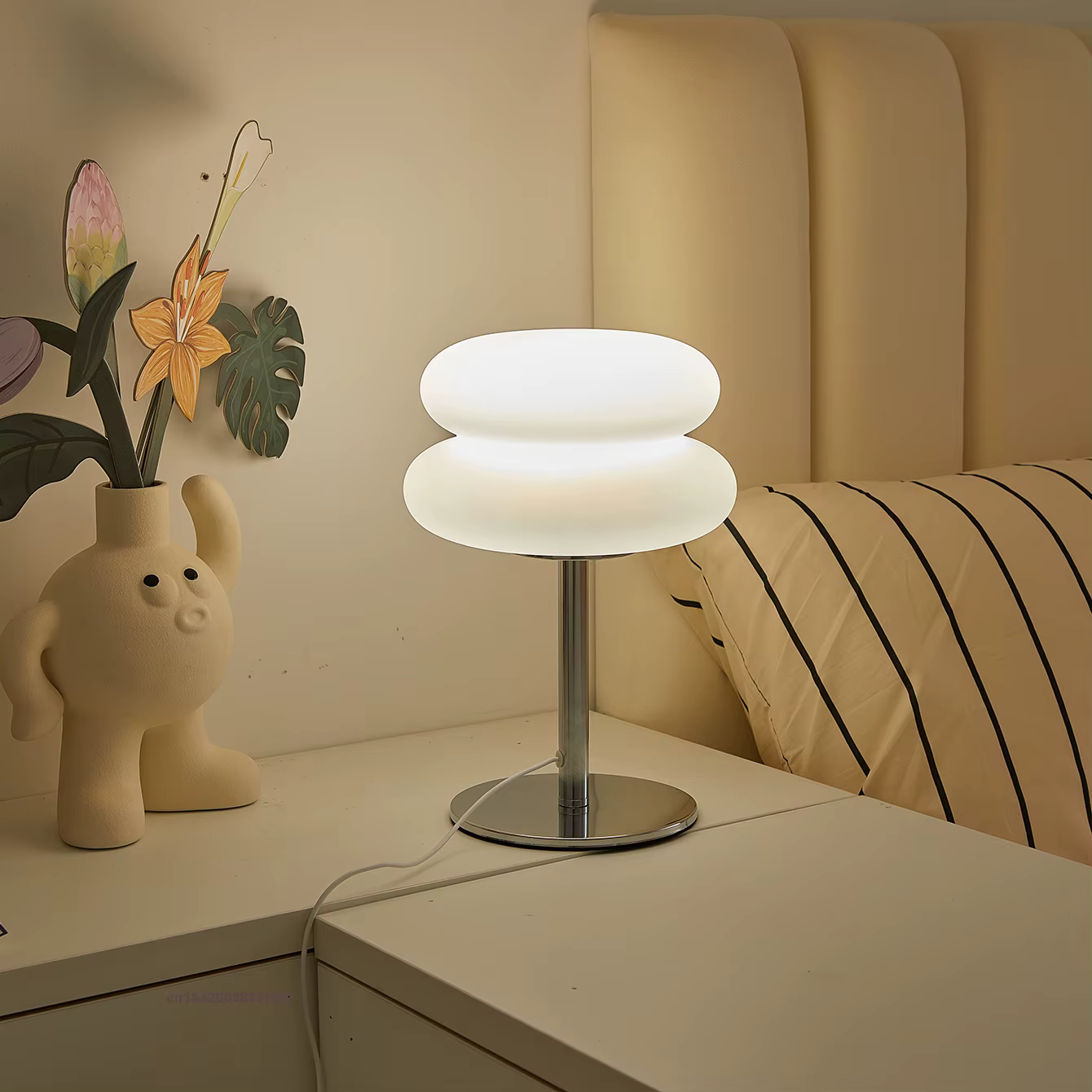 Bauhaus lampe de table abat-jour en plastique chambre chevet salon lampe champignon nordique 9 niveaux de luminosité gradation lumière ambiante