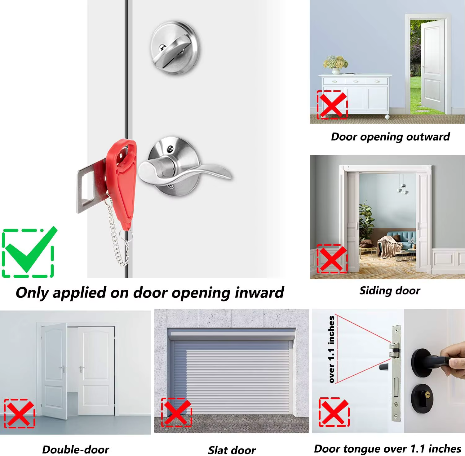 Serrure de porte Portable pour voyage, dispositif de sécurité d'auto-défense pour maison, appartement, hôtel, motel vivant, dortoir scolaire