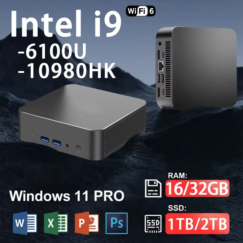 Nouveau mini PC Windows 11 Pro Core i9 10980HK 32 Go de RAM 1 To 2 To SSD WIFI 6 BT5.2 4K HD
