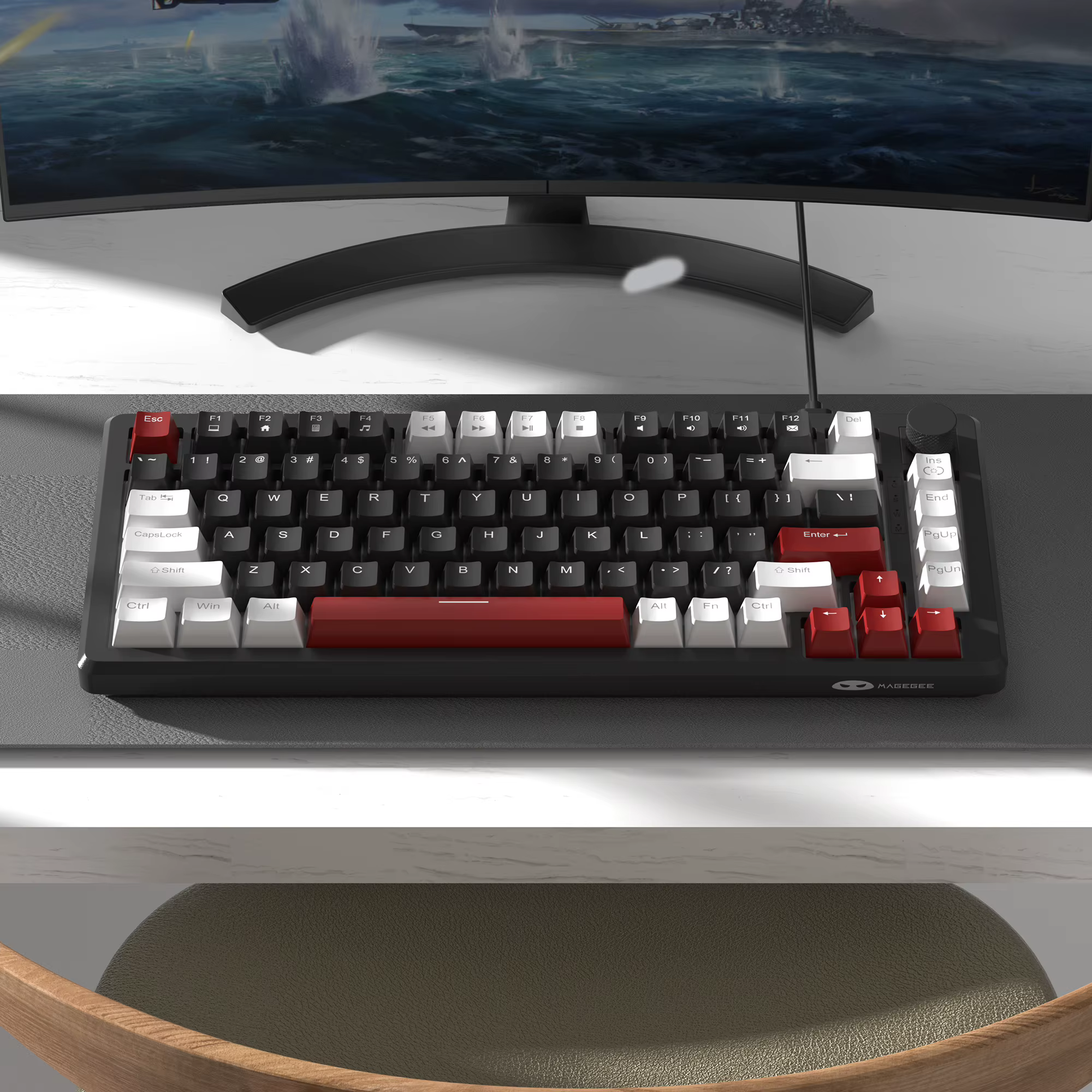 75% clavier de jeu mécanique avec bouton de commande
