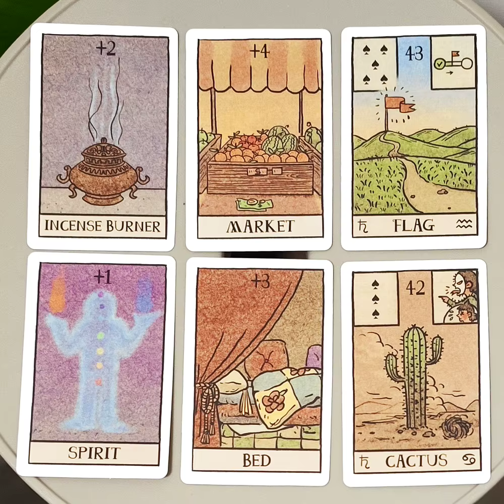 Akashic Eye Lenormand : Ensemble de divination de 61 cartes (36 traditionnelles + 12 nouvelles + 13 optionnelles) Cartes Oracle illustrées modernes 9*6cm