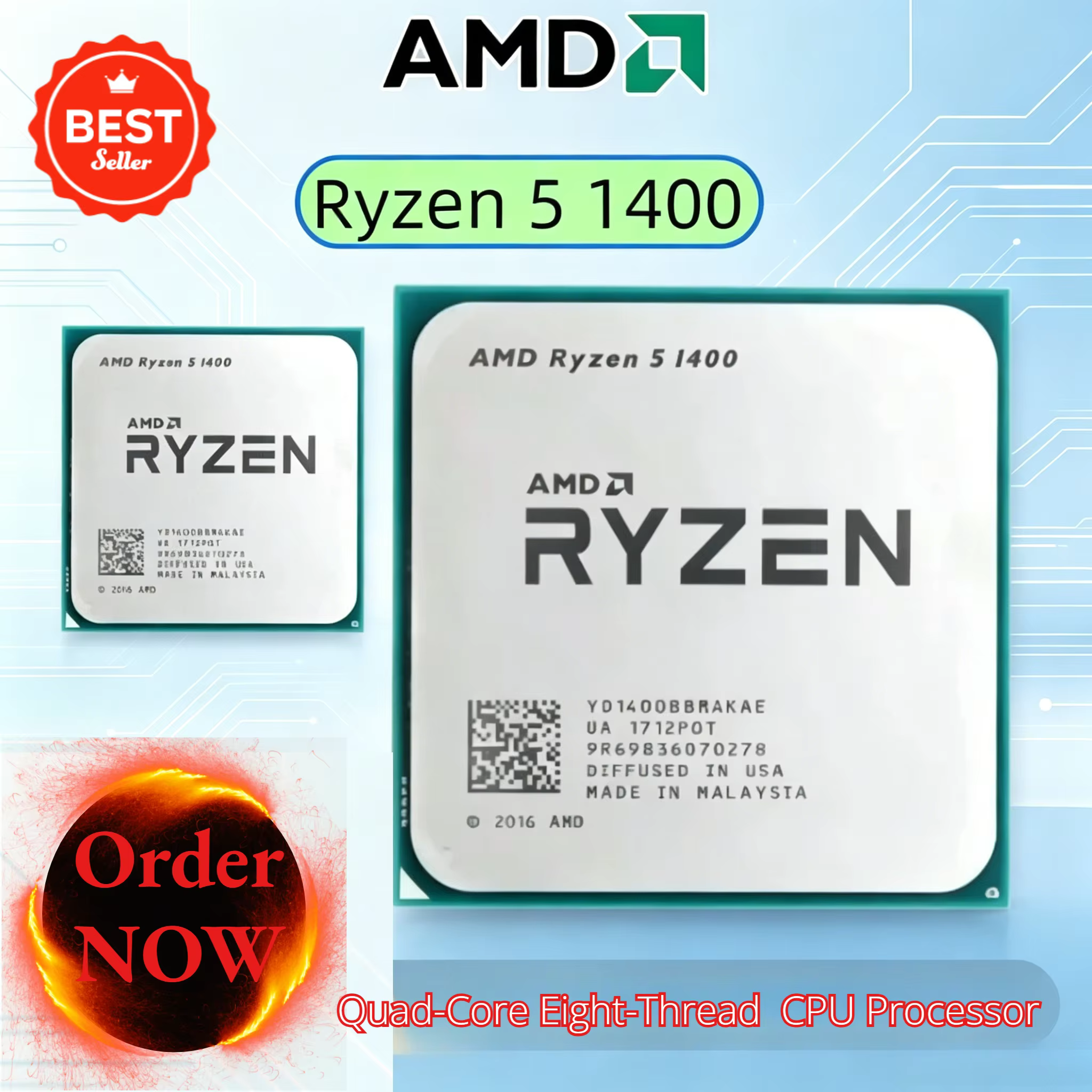 Processeur de bureau gaming AMD Ryzen 5 1400 4C 8T
