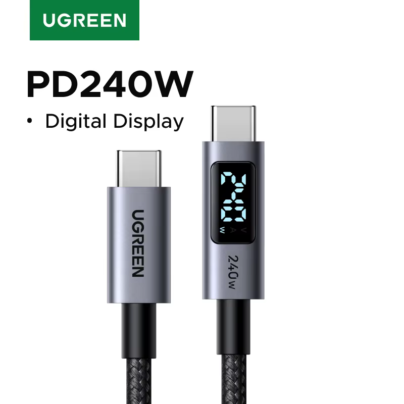 UGREEN USB-C câble 240W écran d'affichage numérique PD3.1 Type-C cordon pour ordinateur portable MacBook iPhone 17 Samsung S25 Xiaomi chargeur rapide
