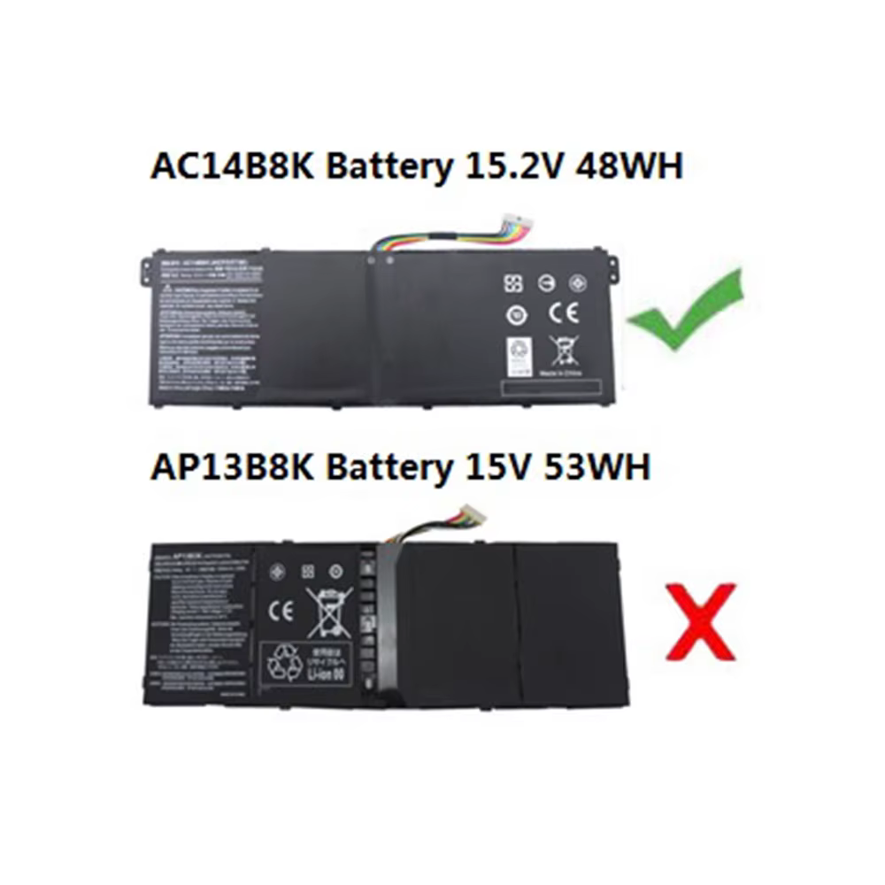 Batterie d'ordinateur portable AC14B8K pour Acer Aspire 5 A515-51 V3-372T R5-571T R7-371 ES1-511 Nitro 5 AN515-51 Spin SP111-31 CB3-531 CB5-571 SF314 Gateway NE511 NE512 TravelMate B115-M B115-MP 4ICP