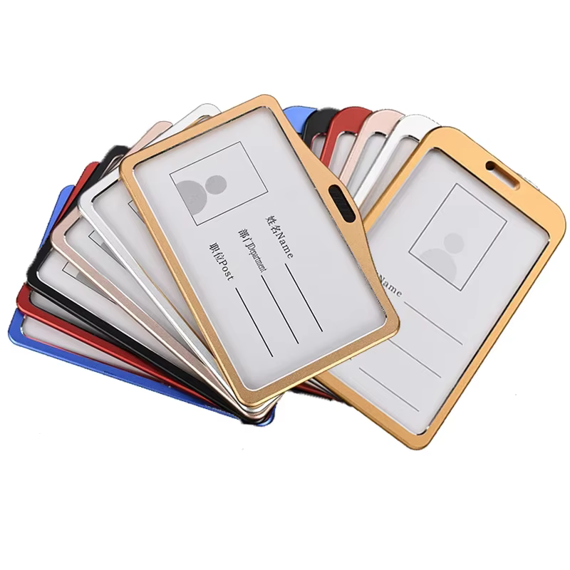 Porte-cartes en alliage d'aluminium, sangle de cou avec lanière, porte-Badge, carte d'identité de travail pour Bus, porte-cartes de visite, fournitures de bureau