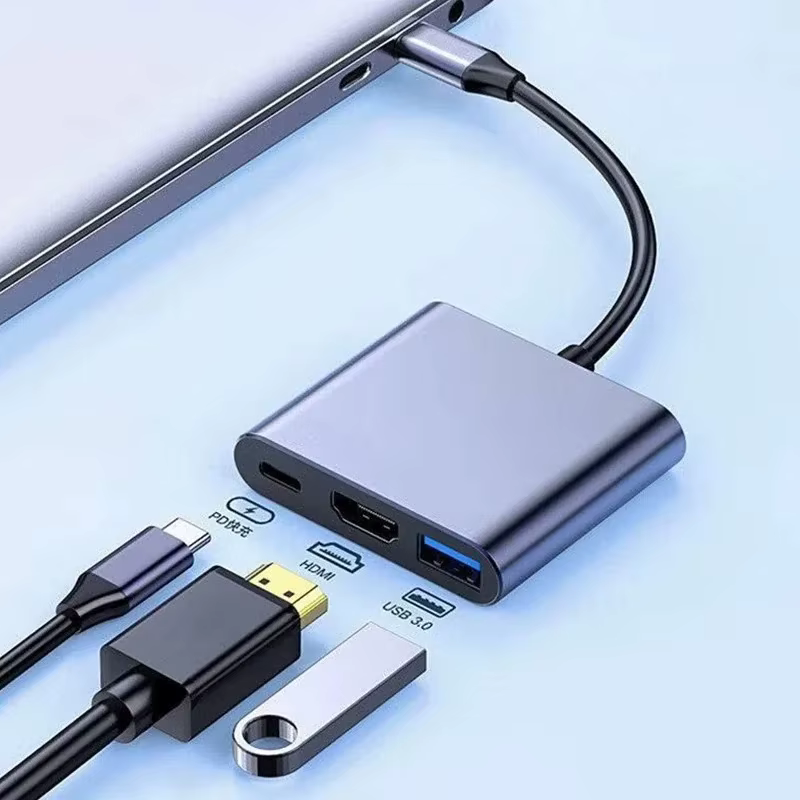 Station d'accueil USB C HUB 3 en 1 Type C 3.0 vers HDMI