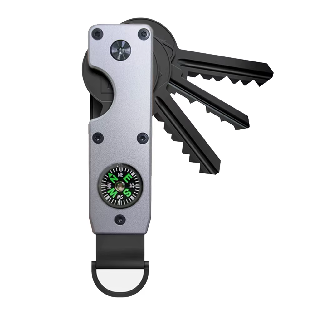 Organisateur de clés boussole - Porte-clés métallique compact | Porte-clés innovant minimaliste | Le porte-clés intelligent sécurise 2 à 6 clés