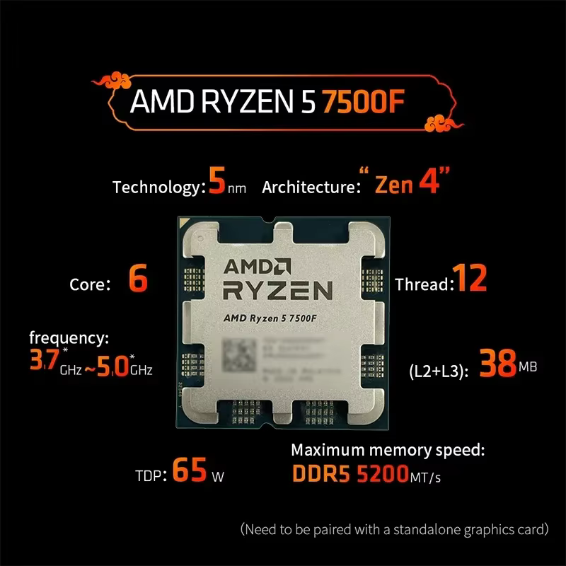 Processeur AMD Ryzen 5 7500F AM5 haute performance
