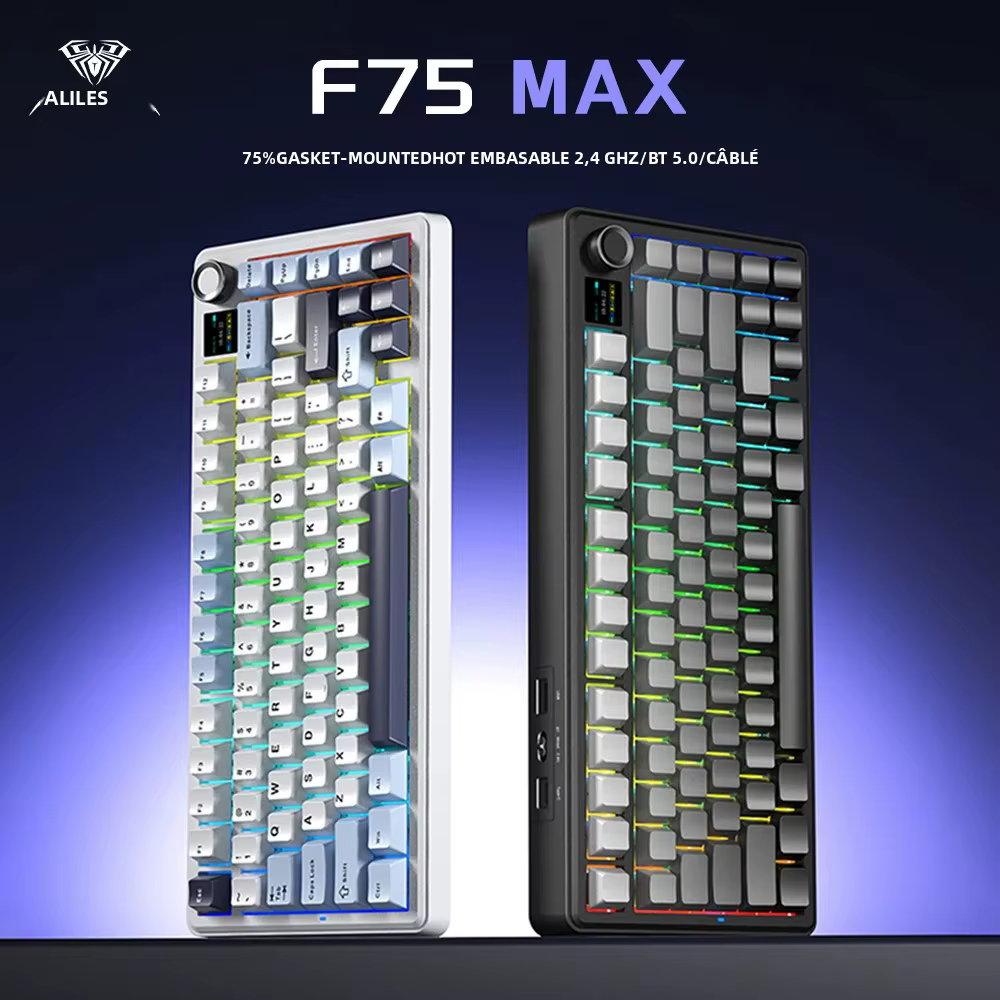 AULA F75 MAX clavier mécanique de jeu 75% filaire/Bluetooth/2.4G