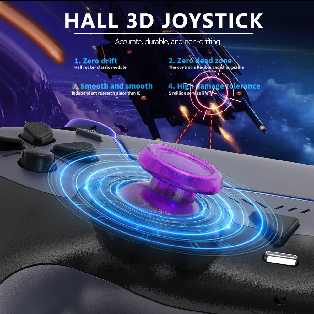 Contrôleur de jeu sans fil pour PS5/PC/Steam Deck effet Hall Marco double Vibration 6 axes télécommande de mouvement manette avec haut-parleur