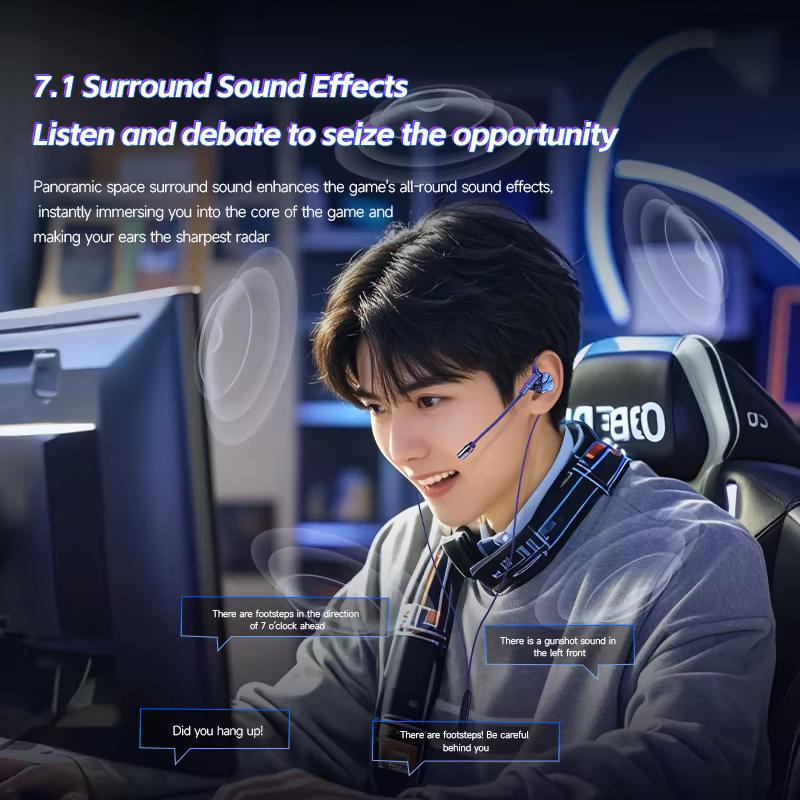 Écouteurs de jeu Gamer avec Microphone HD 3.5mm et TypeC