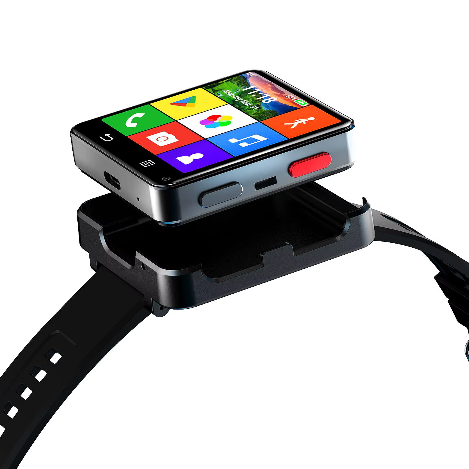 S222 montre intelligente 4G carte SIM 4GB RAM 64GB ROM MTK6761 Android 11.0 avec 800W double caméra WIFI GPS 2.64 "grand écran Smartwach
