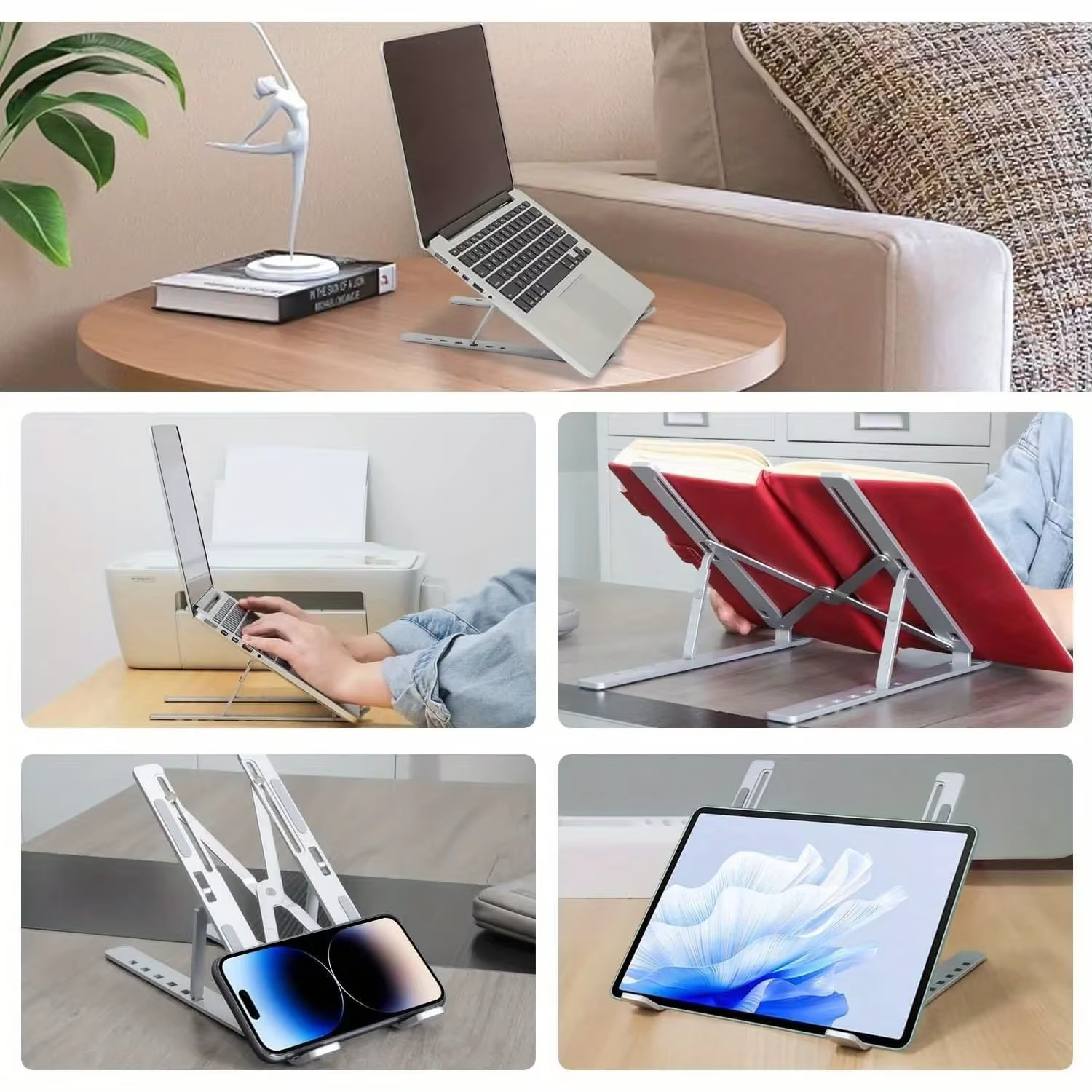 Support pour ordinateur portable réglable en aluminium – Hauteur à 6 niveaux