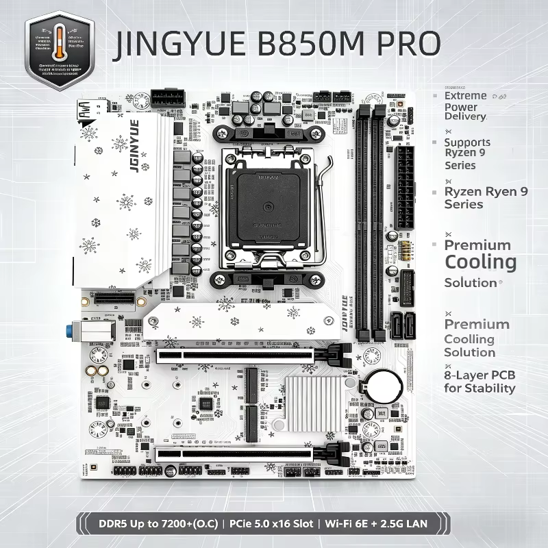 Jingyue B850M PRO carte mère DDR5 mémoire AM5 Ryzen ordinateur de bureau R7 9700X/9600X/7800X3D/7500F AMD B850/Socket AM5