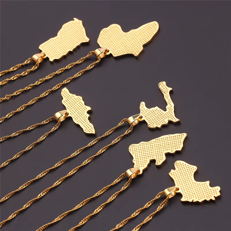 Collier avec drapeau de carte de pays pour femmes et hommes, nouvelle mode, Liberia, Haïti, jamaïque, Ghana, guinée, Nigeria, pendentif en alliage, chaîne, bijoux