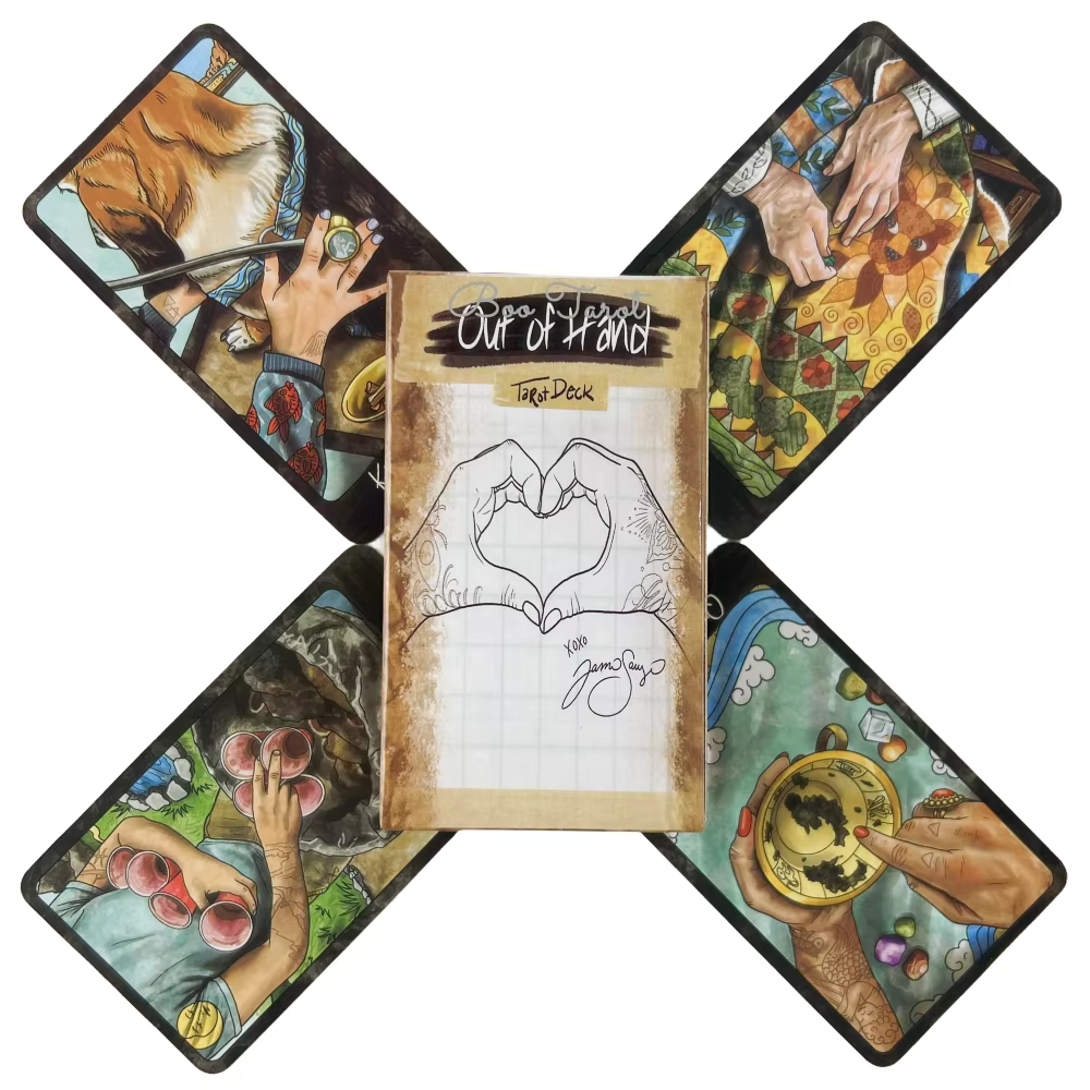 Out Of Hand Tarot Deck, jeu de 78 cartes de tarot, jeu de divination artistique unique, jeu de tarot complet en anglais, mystérieux