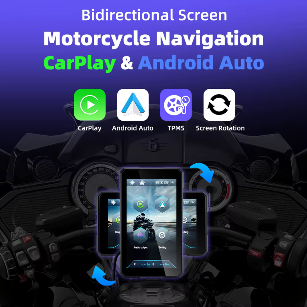 EKIY sans fil CarPlay Moto Android Auto 5.0 pouces Portable tableau de bord numérique GPS Moto Navigation écran d'affichage amovible