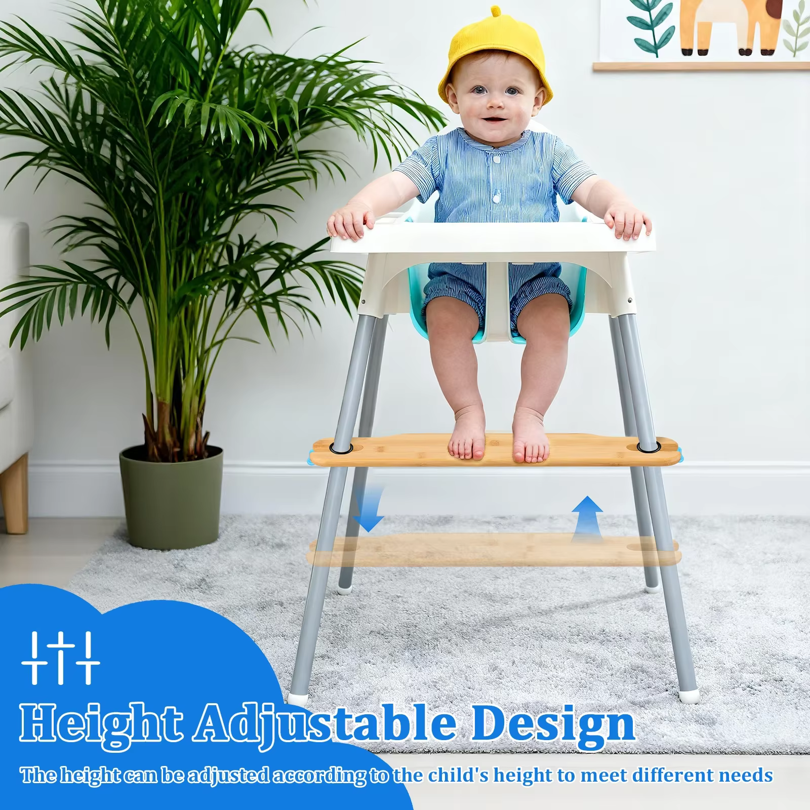 Repose-pieds pour chaise haute en bambou, repose-pieds pour siège d'enfant, antidérapant, stable, réglable, accessoires de meubles pour enfants