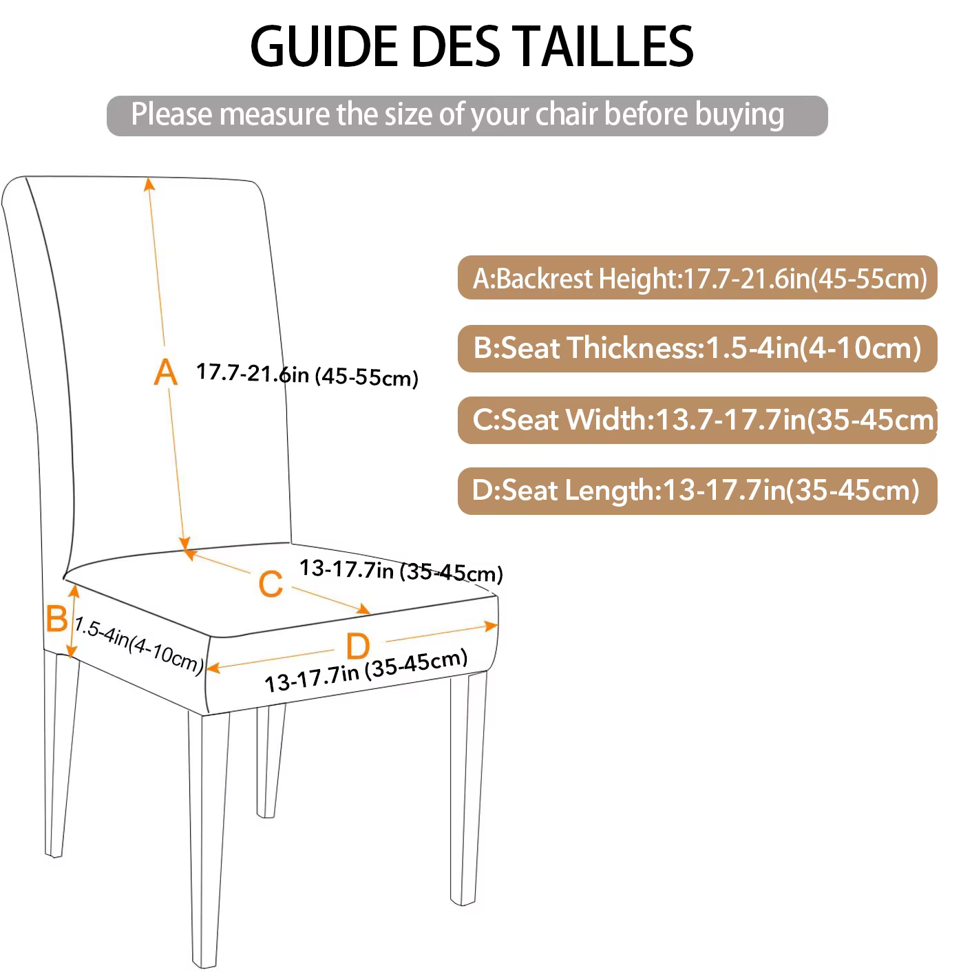 Housses de chaise de salle à manger imperméables housses de chaise de salle à manger extensibles housses de chaise lavables amovibles pour la maison, l'hôtel, le Banquet 1 pièce