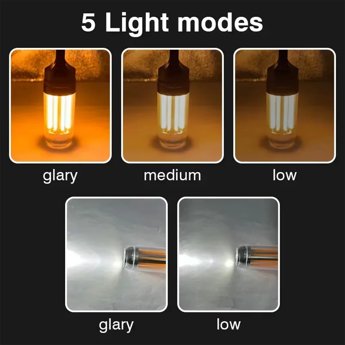 Portable USB Rechargeable LED Camping travail lumière lanterne lampe de poche étanche Super lumineux extérieur lampe à main avec crochets
