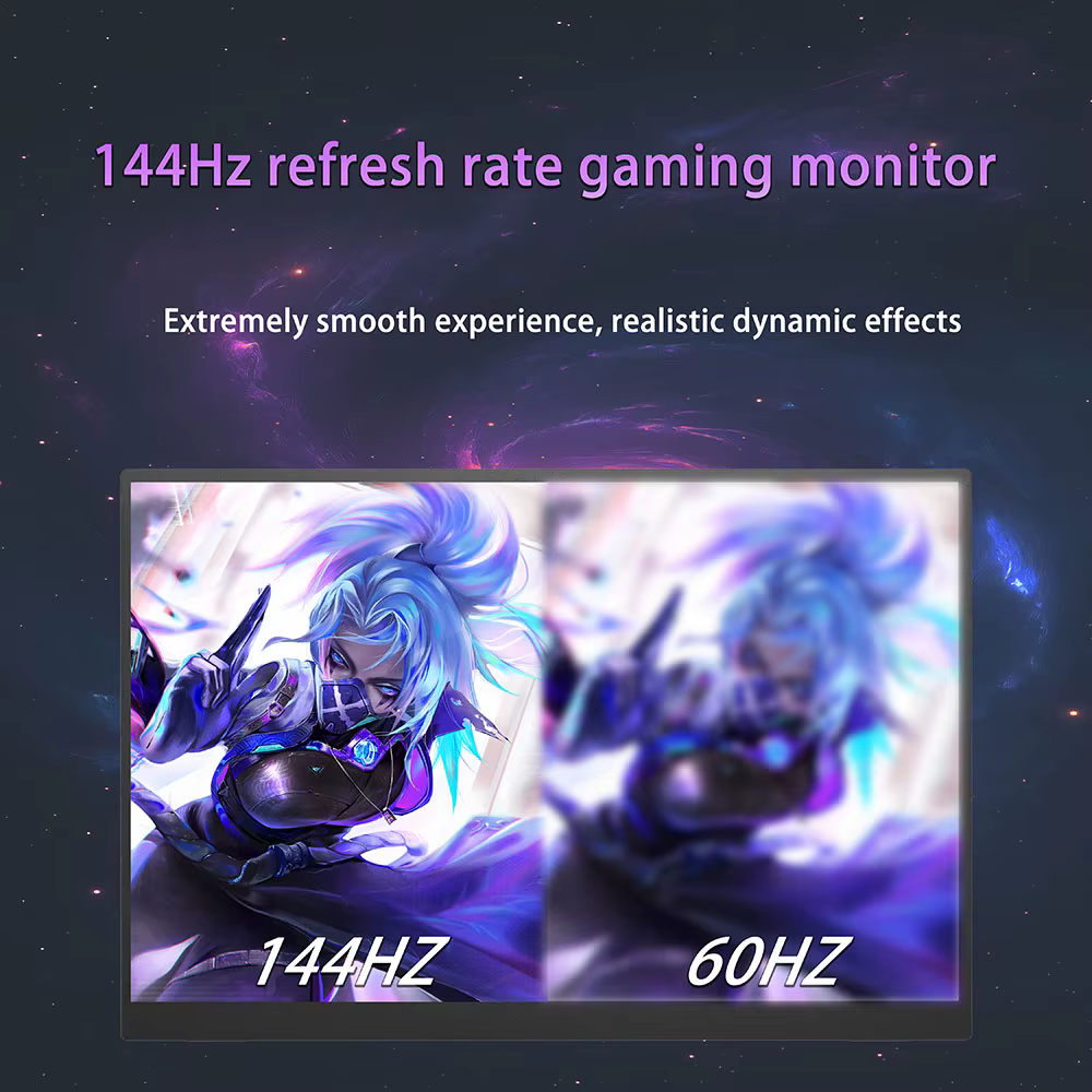 Moniteur de jeu portable 16 pouces 144 Hz 2,5K QHD, deuxième écran pour ordinateur portable Mac, Switch, PS5/4, écran IPS mat 500 nits, USB-C HDMI
