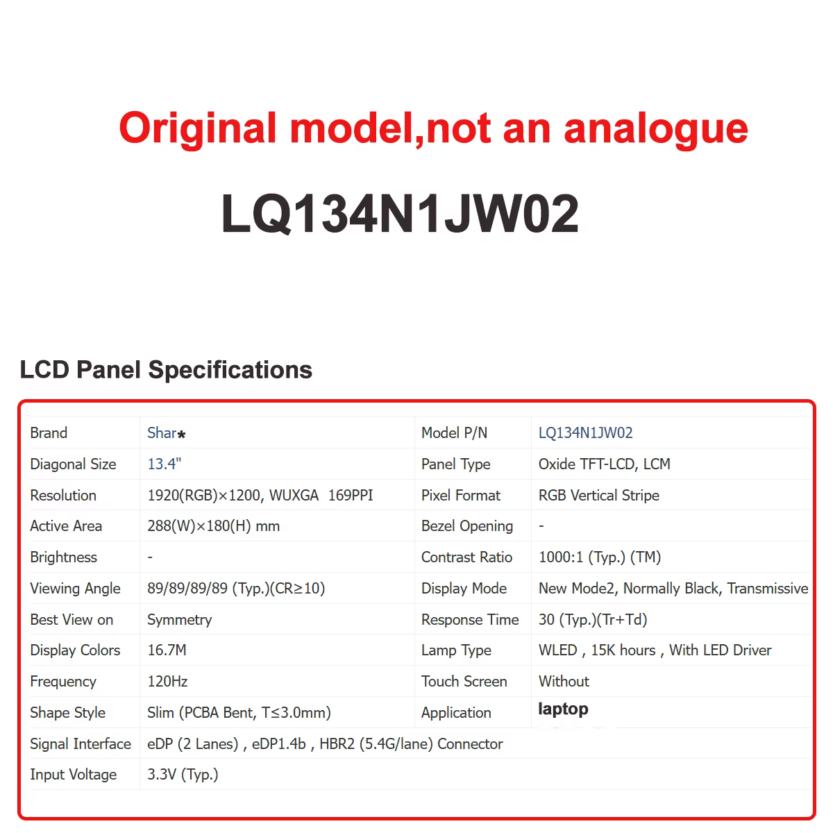 Écran LCD d'origine neuf A+ 13