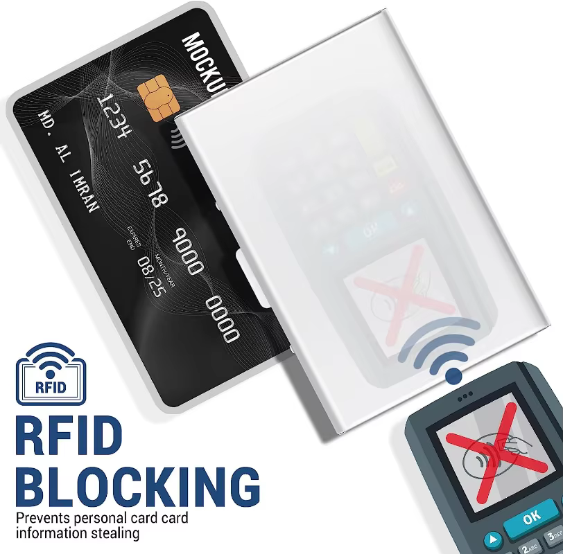 Anti-Scan RFID 6 cartes grande capacité en aluminium métal porte-carte de crédit mince blocage portefeuille étui carte de visite Protection tenir