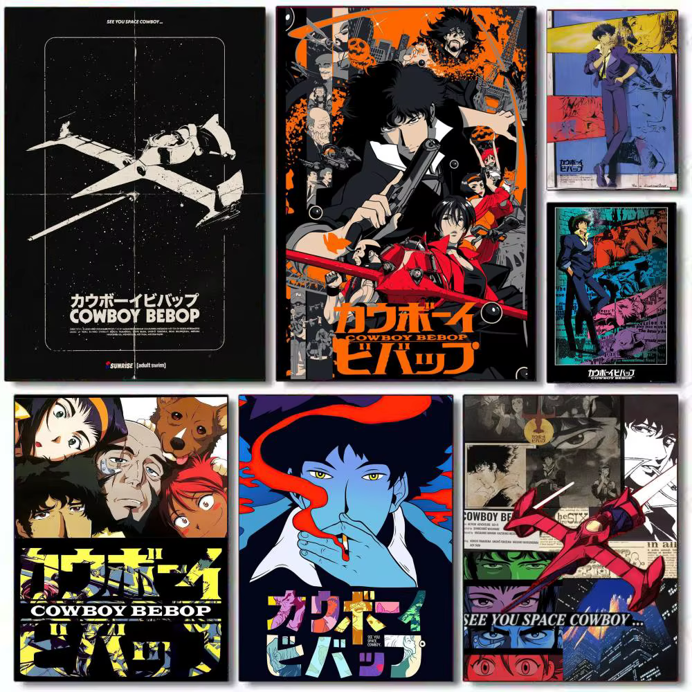 C-Cowboy B-Bebop Anime affiche HD PVC auto-adhésif mur Art-étanche réutilisable pour le bureau à domicile café