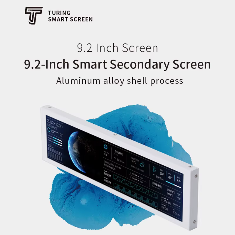 9.2 ''IPS Type C écran secondaire TURZX 1920x462 LCD pour Windows 10 11 châssis d'ordinateur réseau CPU GPU RAM