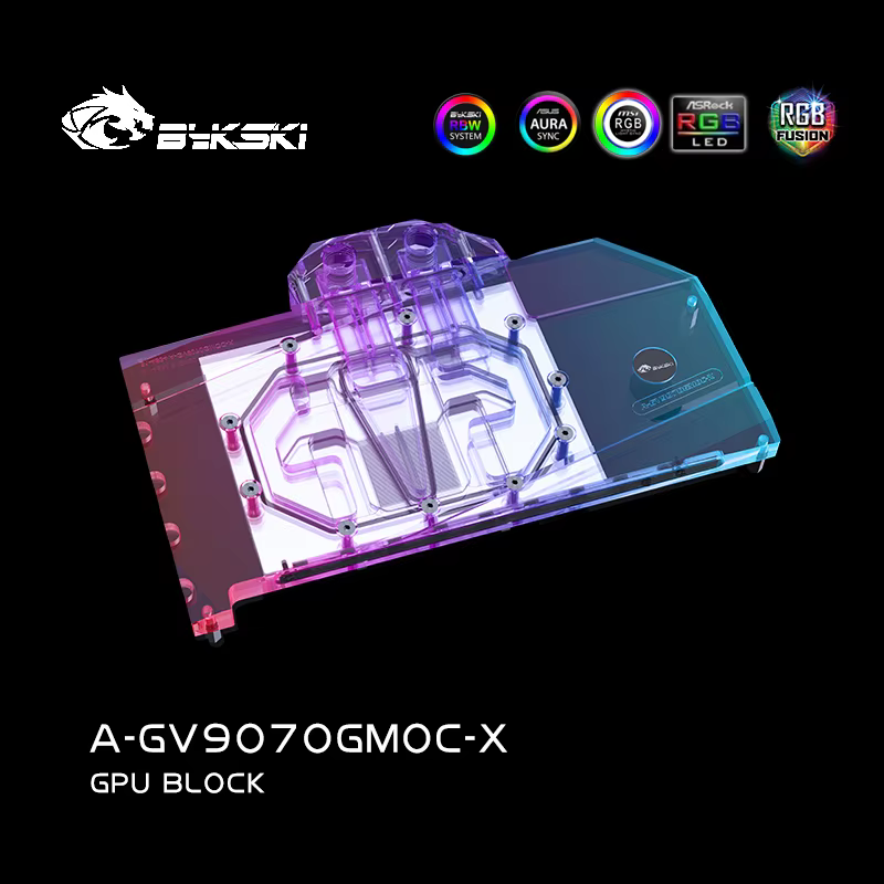 Bykski GPU bloc utilisation pour GIGABYTE RX9070XT GAMING OC 16G carte vidéo refroidissement par eau/couvercle complet/radiateur en cuivre A-GV9070GMOC-X