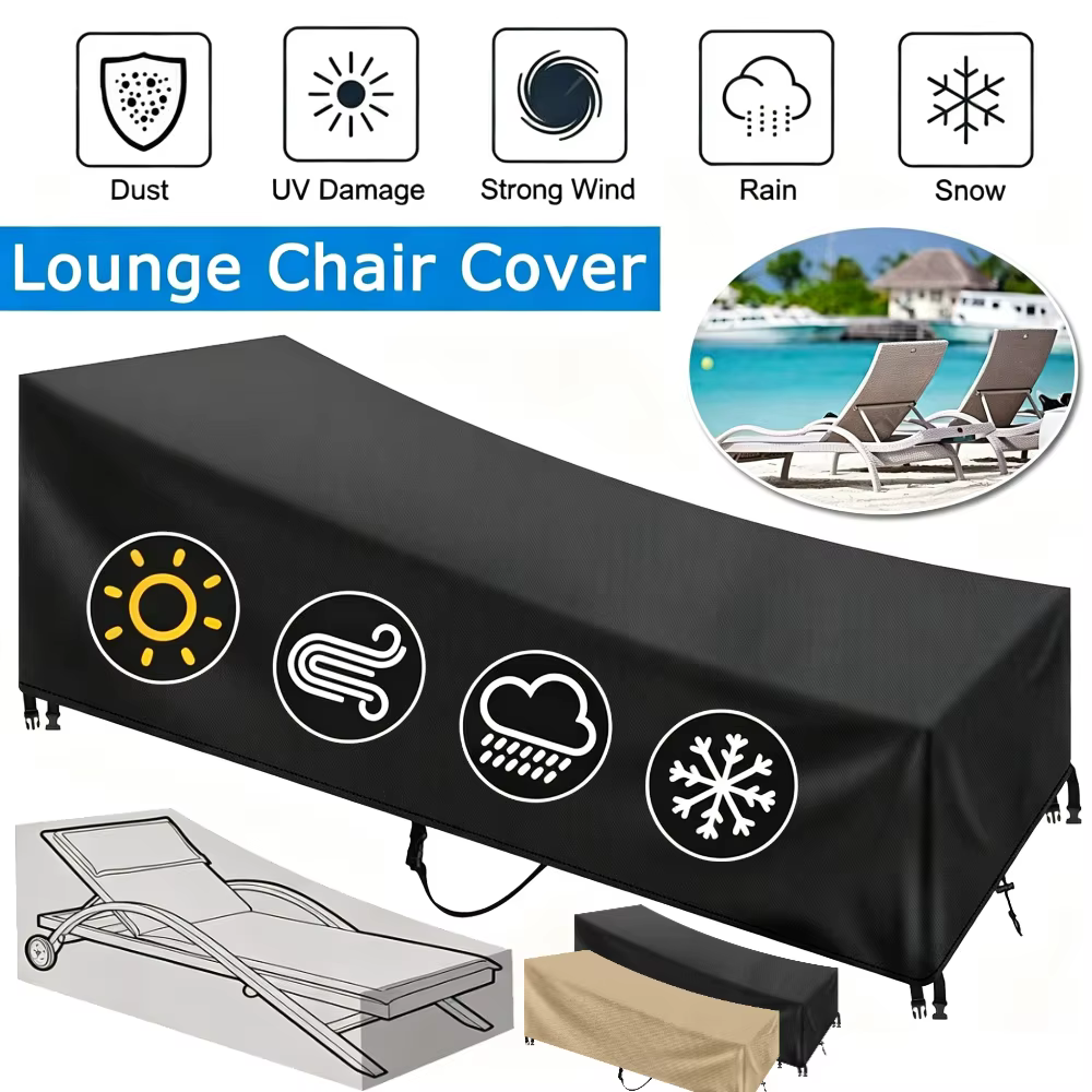 Housse de protection imperméable pour chaise longue de jardin, transat de patio et mobilier d'extérieur