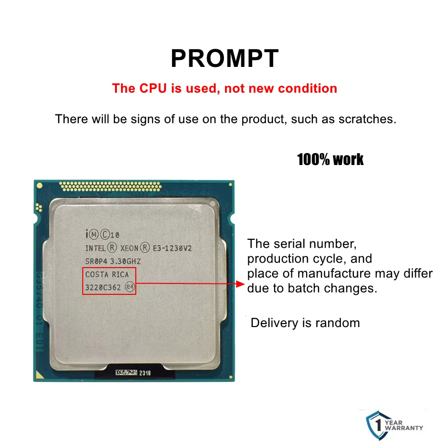 Processeur Intel Xeon E3 1230 V2 3,3 GHz 4 cœurs LGA 1155 CPU 1230V2