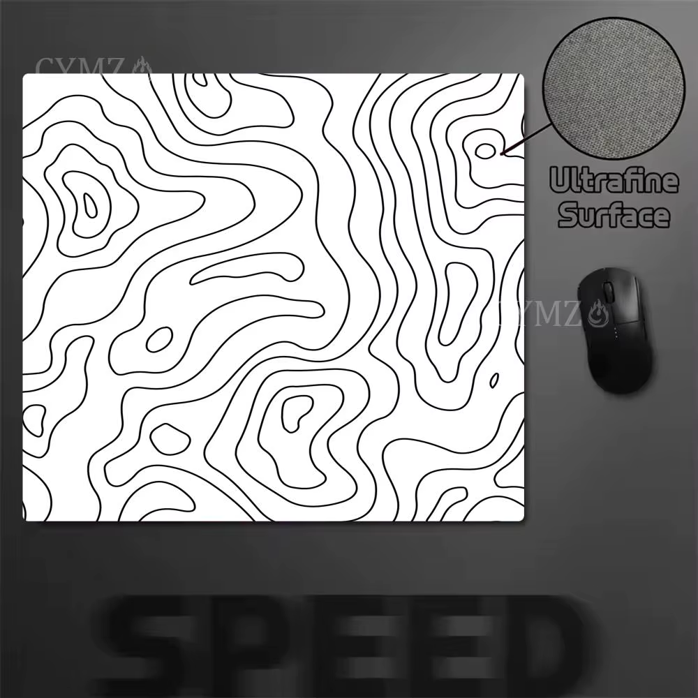 Petit tapis de souris carte topographique noir et blanc