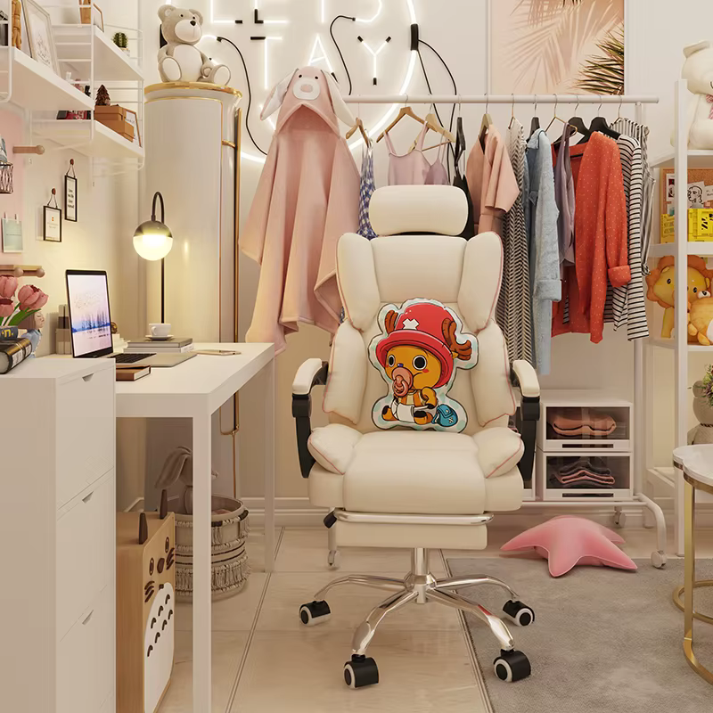Chaise de Jeu Ergonomique Rose pour Chambre à Coucher