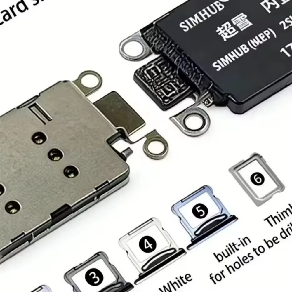 Câble flexible intégré Wylie avec emplacement pour carte SIM physique et eSIM pour iPhone 14 15 16 17 Pro MAX version US