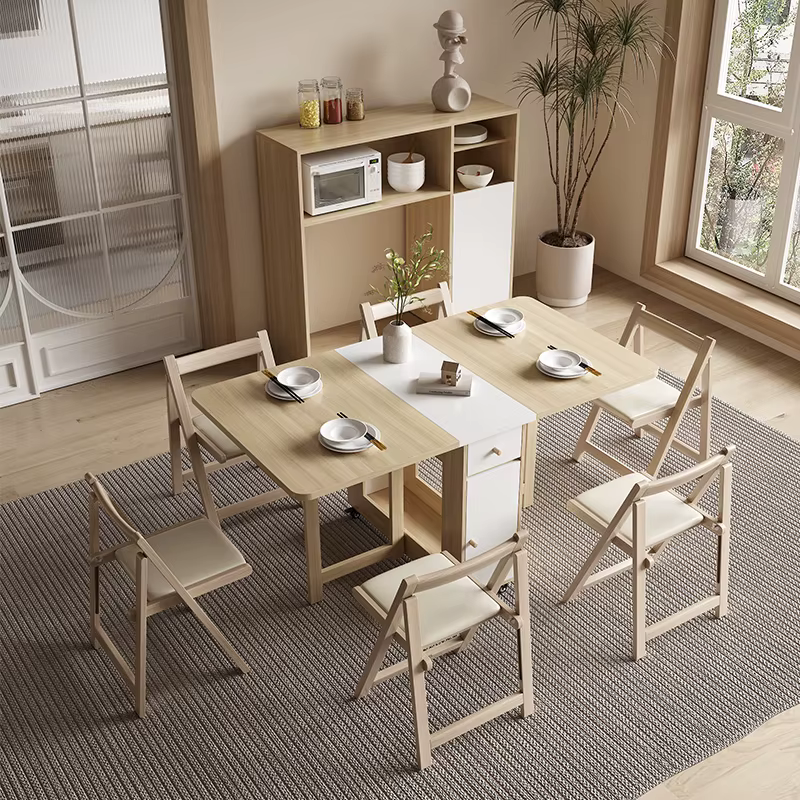 Table à manger pliante ensemble 6 chaises luxe Vintage Table à manger carrée Extensio nordique Mesas Y Sillas De Comedor meubles De cuisine